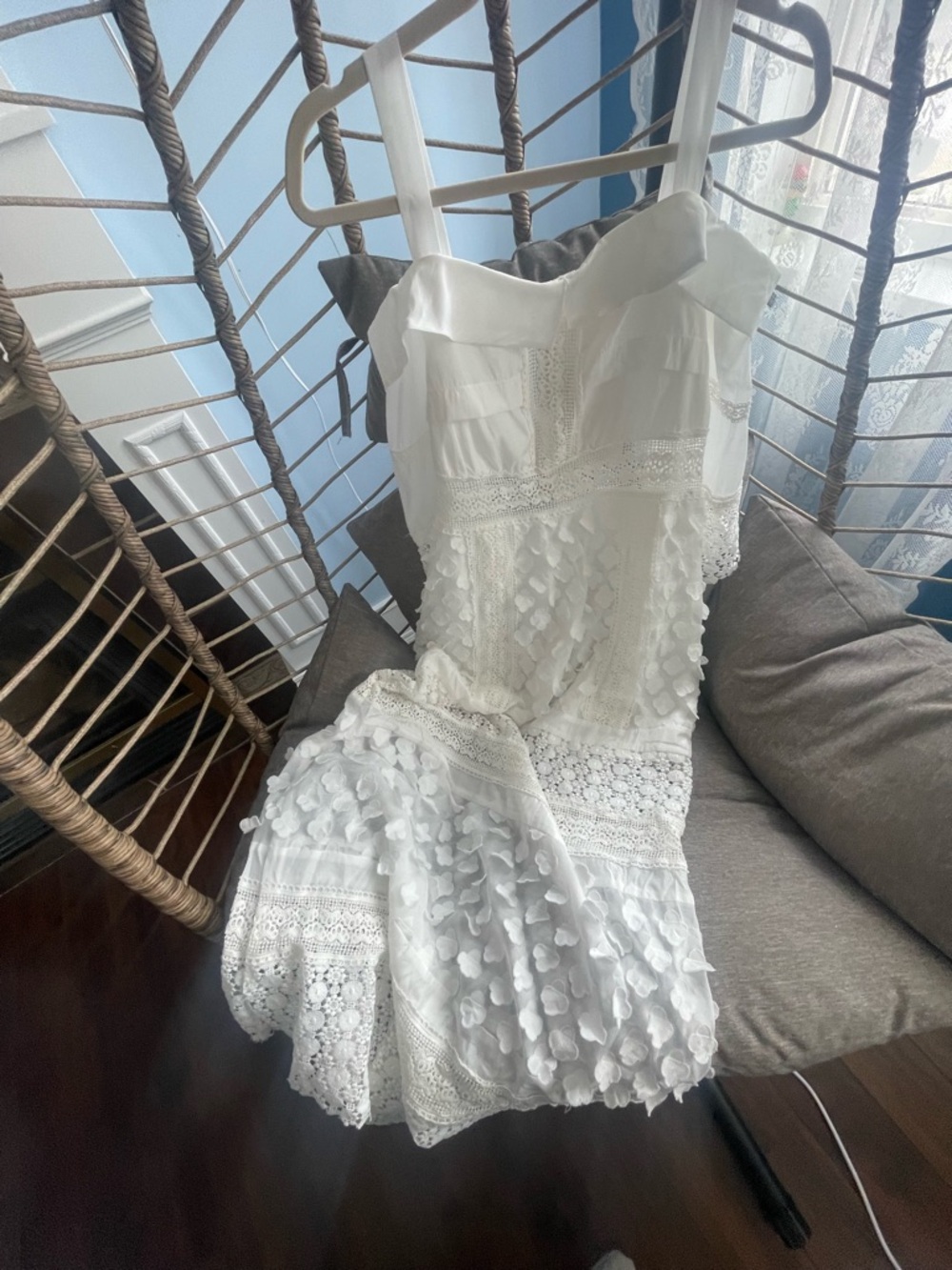 White Lace Midi Dress - Elegant Feminine Style lace wedding dress